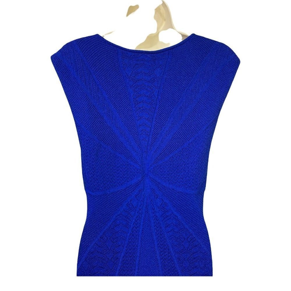 Catherine Malandrino Starburst Pointelle Knit Crochet Dress Blue V-Neck NWT $295 - Picture 8 of 12